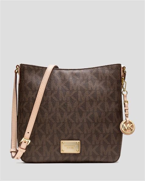 michael kors jet set travel large brown logo crossbody handbag|michael kors jet set collection.